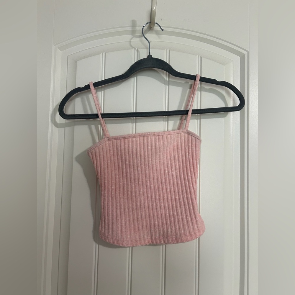 Light Pink Cropped Ribbed Tank